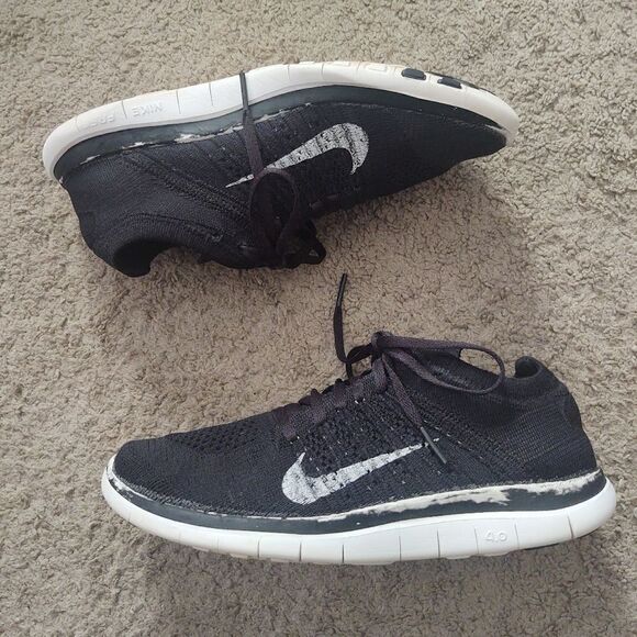 Nike Free Flyknit 4.0 Womens Sz 7.5 Black Athletic Sneakers 631050-001 PRE-OWNED - Picture 3 of 7